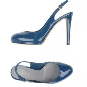 Sergio Rossi Blue Leather Platform Shoes Sz 6.5